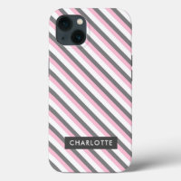 Cute diagonal stripes pattern custom name