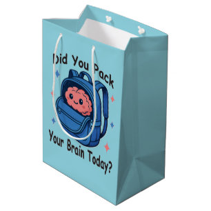 Cute “Did You Pack Your Brain Today?” Brain Pun Medium Gift Bag