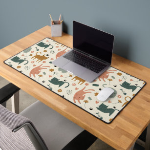 Cute different funny cats seamless pattern desk mat
