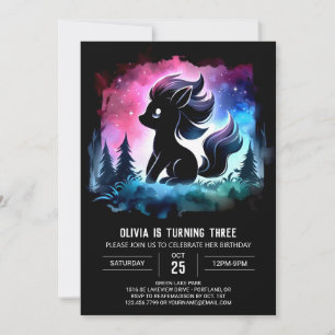 Cute Digital Horse Birthday Invitation
