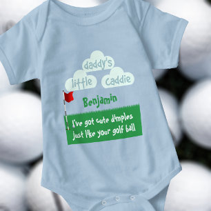 Cute Dimples Funny Golfer Daddy's Little Caddie Baby Bodysuit