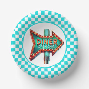 Cute Diner retro party Paper Plate
