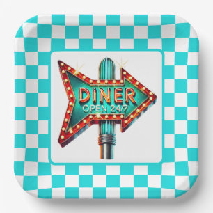 Cute Diner retro party  Paper Plate