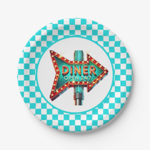 Cute Diner retro party Paper Plate