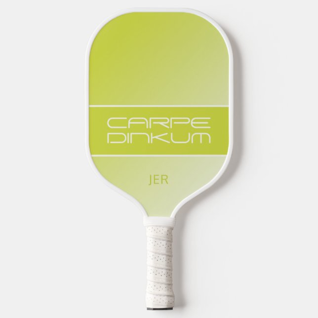 Cute Dink Pun Initials Ombre Green Yellow Sports Pickleball Paddle (Front)