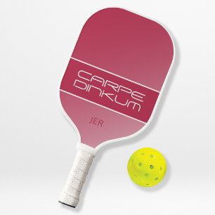 Cute Dink Pun Quote Gradient Initials Magenta Red  Pickleball Paddle