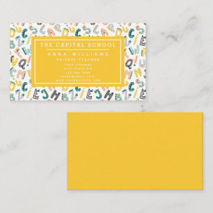 Cute Dino Alphabet - Teacher   Private Tutor Business Card