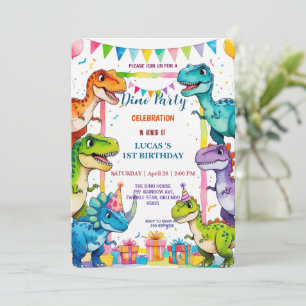 Cute DIno Baby Dinosaurs 1st Birthday party Save T The Date