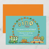 Cute Dino Cars Dinosaur Green Yellow Boys Birthday