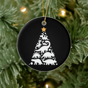 Cute Dino Christmas Tree Funny Dinosaur Holiday Ceramic Tree Decoration