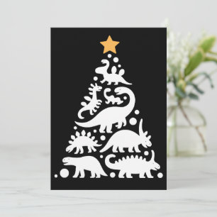 Cute Dino Christmas Tree Funny Dinosaur Holiday Invitation