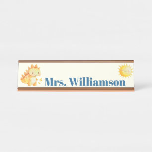 Cute Dino Dinosaur Teacher Desk Name Plate