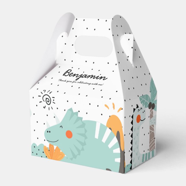 Cute Dino Dinosaurs Birthday Party  Favour Box (Front Side)