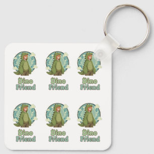 Cute Dino Friend Anime Boy - Green Dinosaur Key Ring