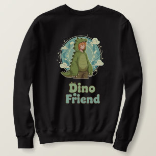 Cute Dino Friend Anime Boy - Green Dinosaur Sweatshirt