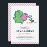 Cute Dino Gardening Kids Dinosaur Birthday Invitation<br><div class="desc">Cute design for kids,  boys or girls who love dinosaur,  dino cartoon,  T-rex and other dinosaur species. Perfect for Jurassic theme birthday party. You can customise the wording to fit other occasions.</div>