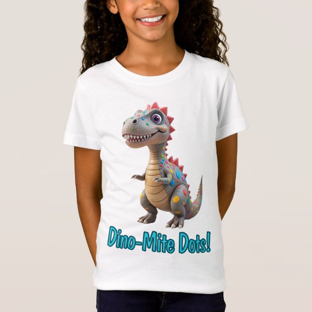 Cute Dino-Mite Dots Colourful Dinosaur Kids Dot Da T-Shirt (Front)