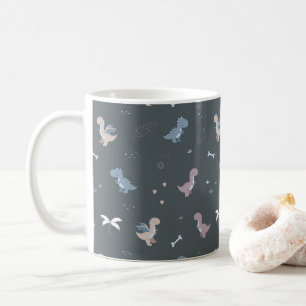 Cute Dino Patern Bluish Grey Mug