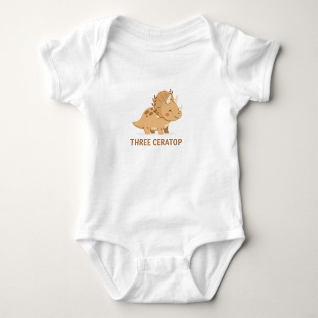 Cute Dino Pun – Tricera-Top Baby Bodysuit (Front)