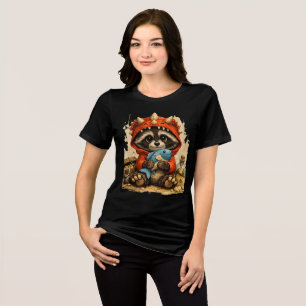 Cute Dino Raccoon T-Shirt – Funny Animal Gift Tri-Blend Shirt
