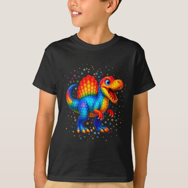 Cute Dino Spinosaurus Polka Dot Art Student Dot Da T-Shirt (Front)
