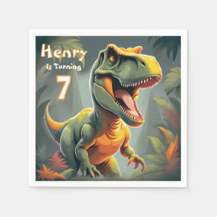 Cute Dino T Rex Birthday Party Paper Napkin