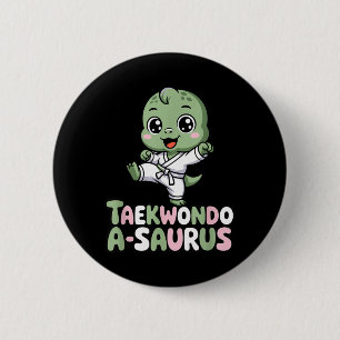 Cute Dino Taekwondo Martial Arts Humour 6 Cm Round Badge