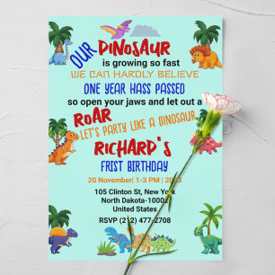 Cute Dino Themed Kid's Birthday Party Invitation