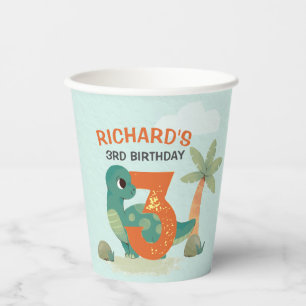 Cute Dino Themed Kid's Birthday Party Paper Cups