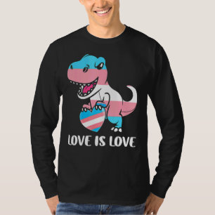 Cute Dino Trex Rainbow Heart Lgbt Transgender Prid T-Shirt