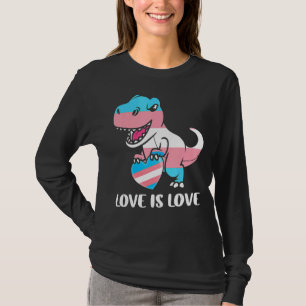 Cute Dino Trex Rainbow Heart Lgbt Transgender Prid T-Shirt