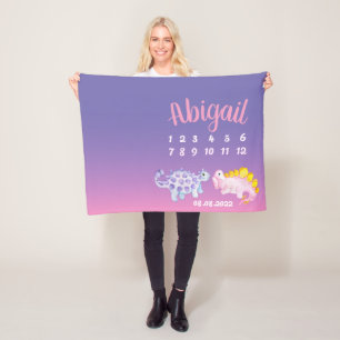 Cute dino watercolor painting baby blanket