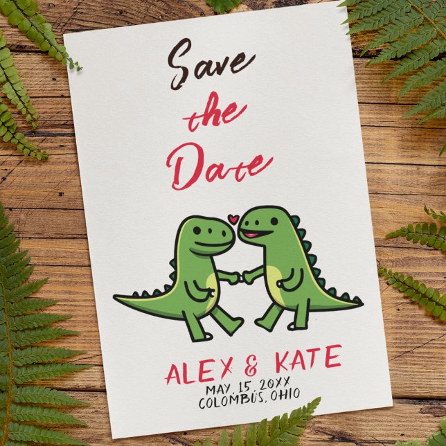 Cute Dino Wedding Save the Date Announcement (Dinosaur Wedding Invitations
)
