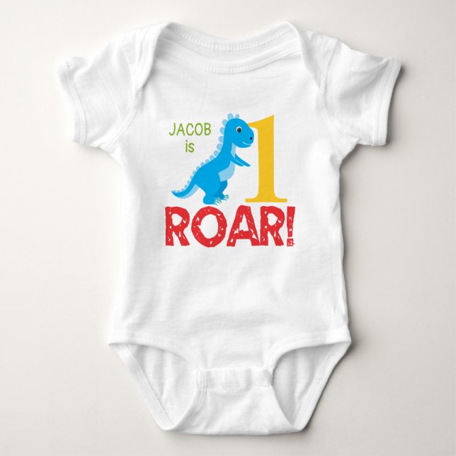 Cute Dinosaur 1st Birthday Bodysuit Colourful (Front)