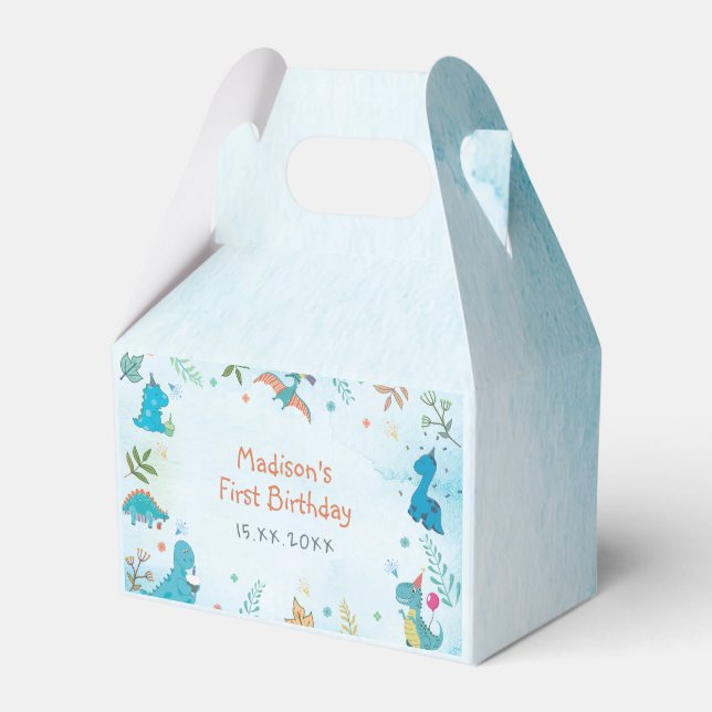 Cute Dinosaur 1st Birthday Party  Favour Box (Front Side)