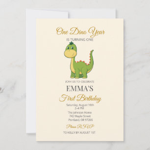 Cute Dinosaur 1st Birthday Party Invitation