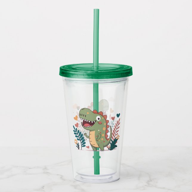 Cute Dinosaur Acrylic Tumbler (Front)