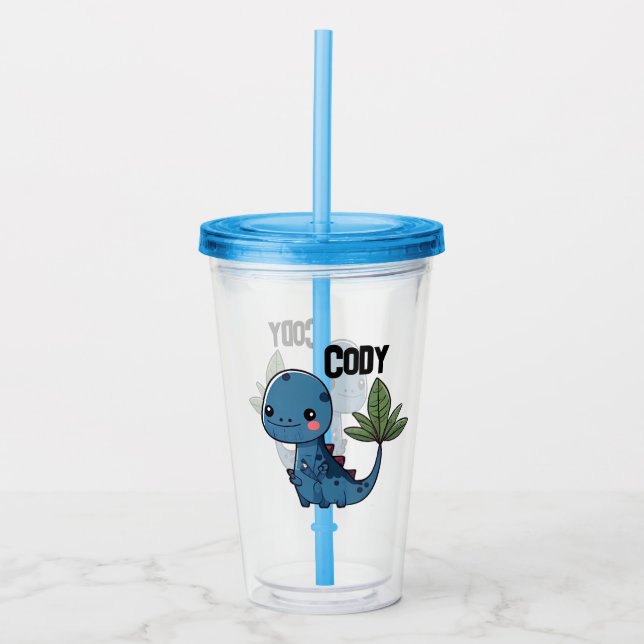 Cute Dinosaur Acrylic Tumbler (Front)