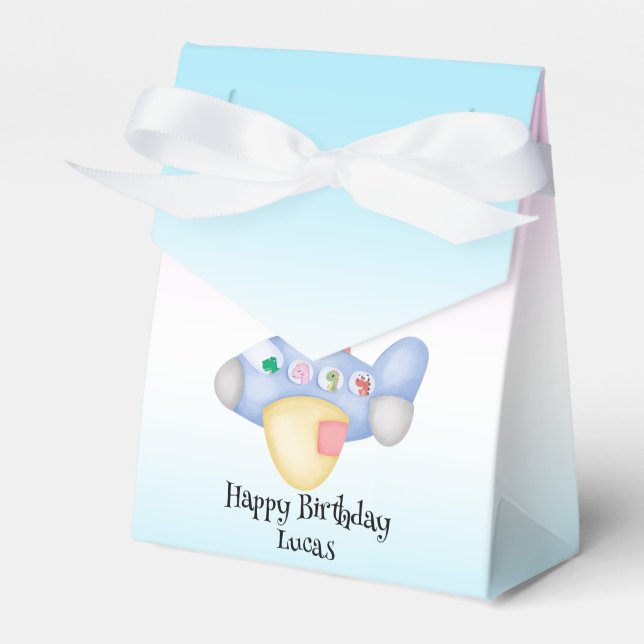 Cute dinosaur aeroplane Student kids Birthday part Favour Box (Front Side)