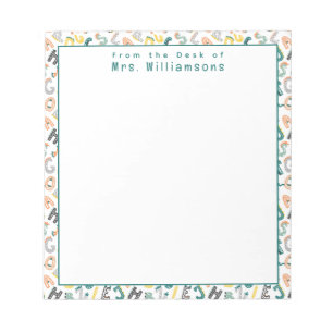 Cute Dinosaur Alphabet - From the Desk of Teacher Notepad