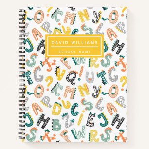 Cute Dinosaur Alphabet Pattern Kids School  Notebook
