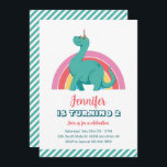 Cute Dinosaur and Rainbow Kids Dino Birthday Invitation<br><div class="desc">Cute design for kids,  boys or girls who love dinosaur,  dino cartoon,  T-rex and other dinosaur species. Perfect for Jurassic theme birthday party. You can customise the wording to fit other occasions.</div>