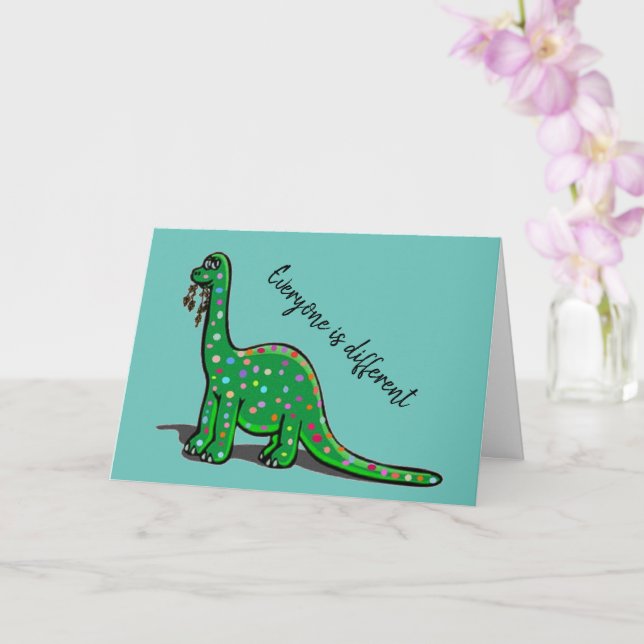 Cute Dinosaur Aqua Blue Greeting Card (Orchid)