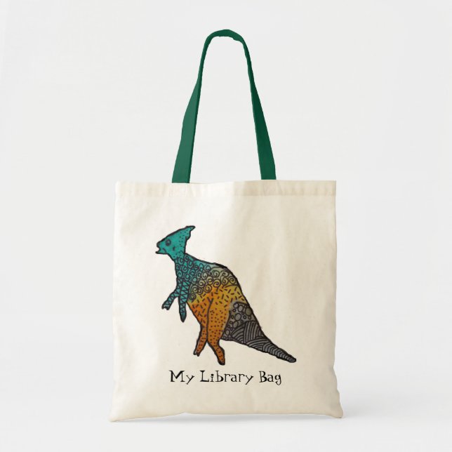 Cute dinosaur art illustration doodle tote bag (Front)
