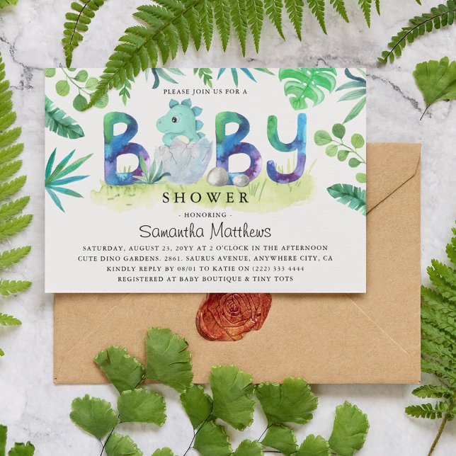 Cute Dinosaur BABY baby Shower Invitation (Creator Uploaded)