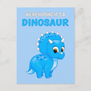 Cute Dinosaur Baby Boy Pregnancy Announcement Postcard