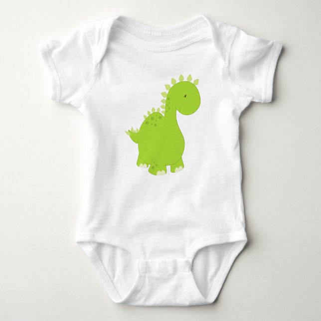 Cute Dinosaur, Baby Dinosaur, Dino, Stegosaurus Baby Bodysuit (Front)