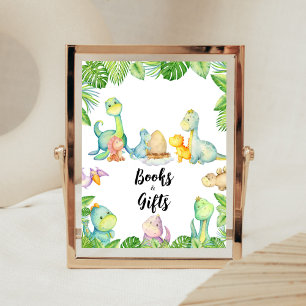 Cute Dinosaur Baby Shower Books and Gifts Poster