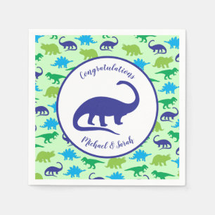 Cute Dinosaur Baby Shower Dino Blue and Green Boy Napkin