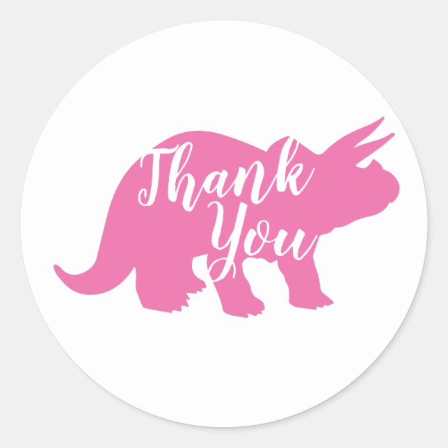 Cute Dinosaur Baby Shower Dino Pink Girl Classic Round Sticker (Front)